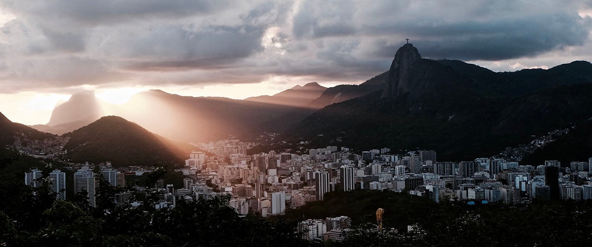  Rio de Janeiro city view under clouds