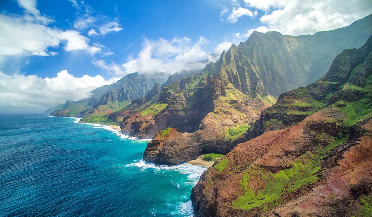 Hawaii aerial shot of island