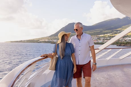 Couple on deck by railing