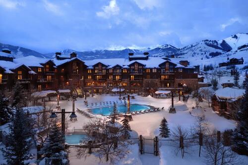 Waldorf Astoria Park City pool courtyard night