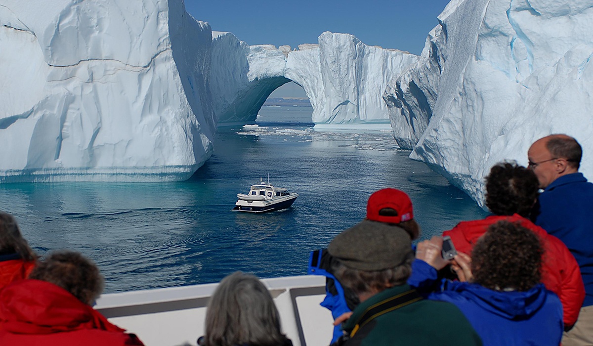 Zegrahm Expeditions Iceland Tour boat on water and icebergs 