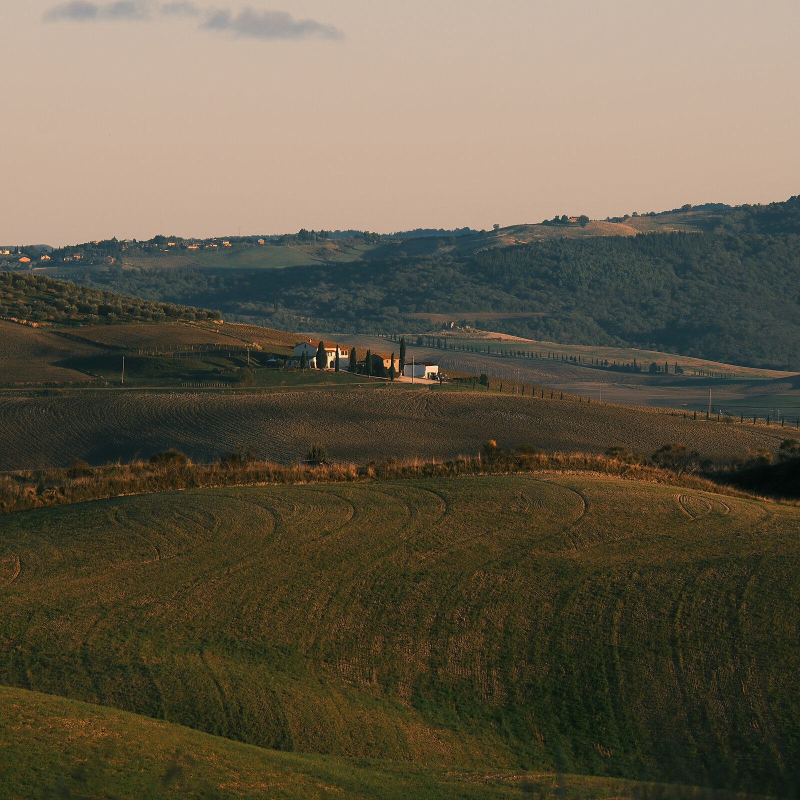 Tuscan countryside at dusk