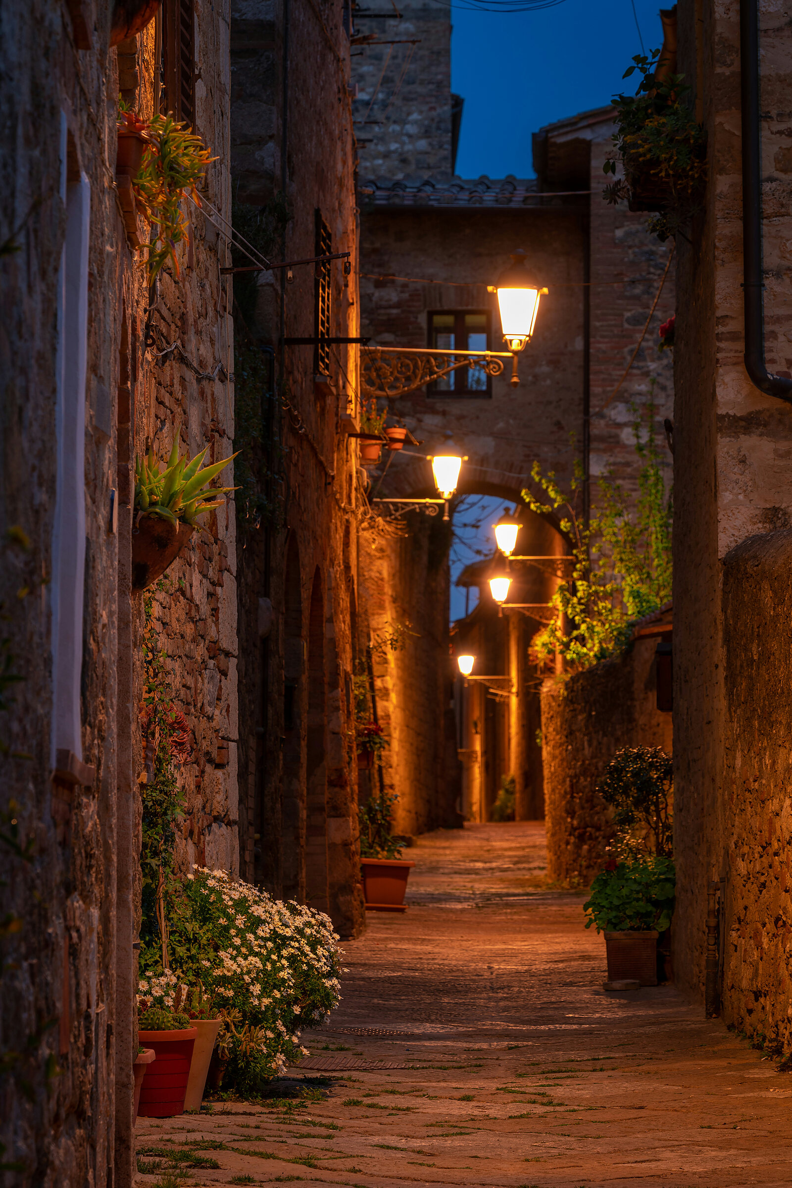 Alley in Tuscany at night