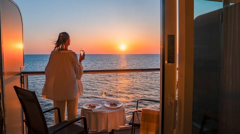 Silver Whisper balcony sunset