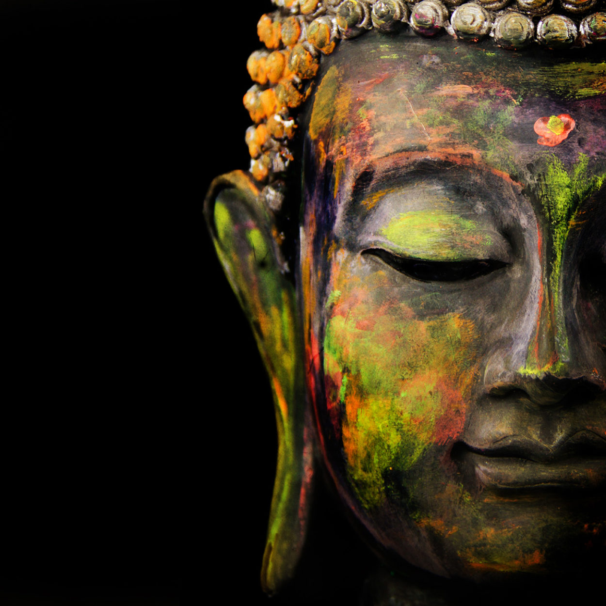 greaves festival painted buddha head