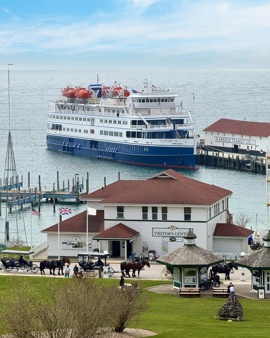Victory II docked at Mackinac Island beside the state park visitor center