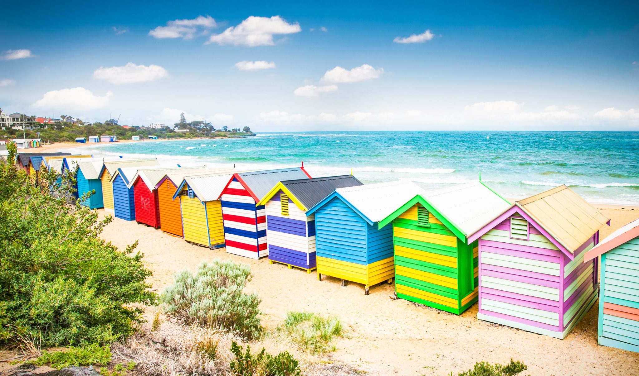 Colourful buildings and Blue Sky at Brighton Beach Australia