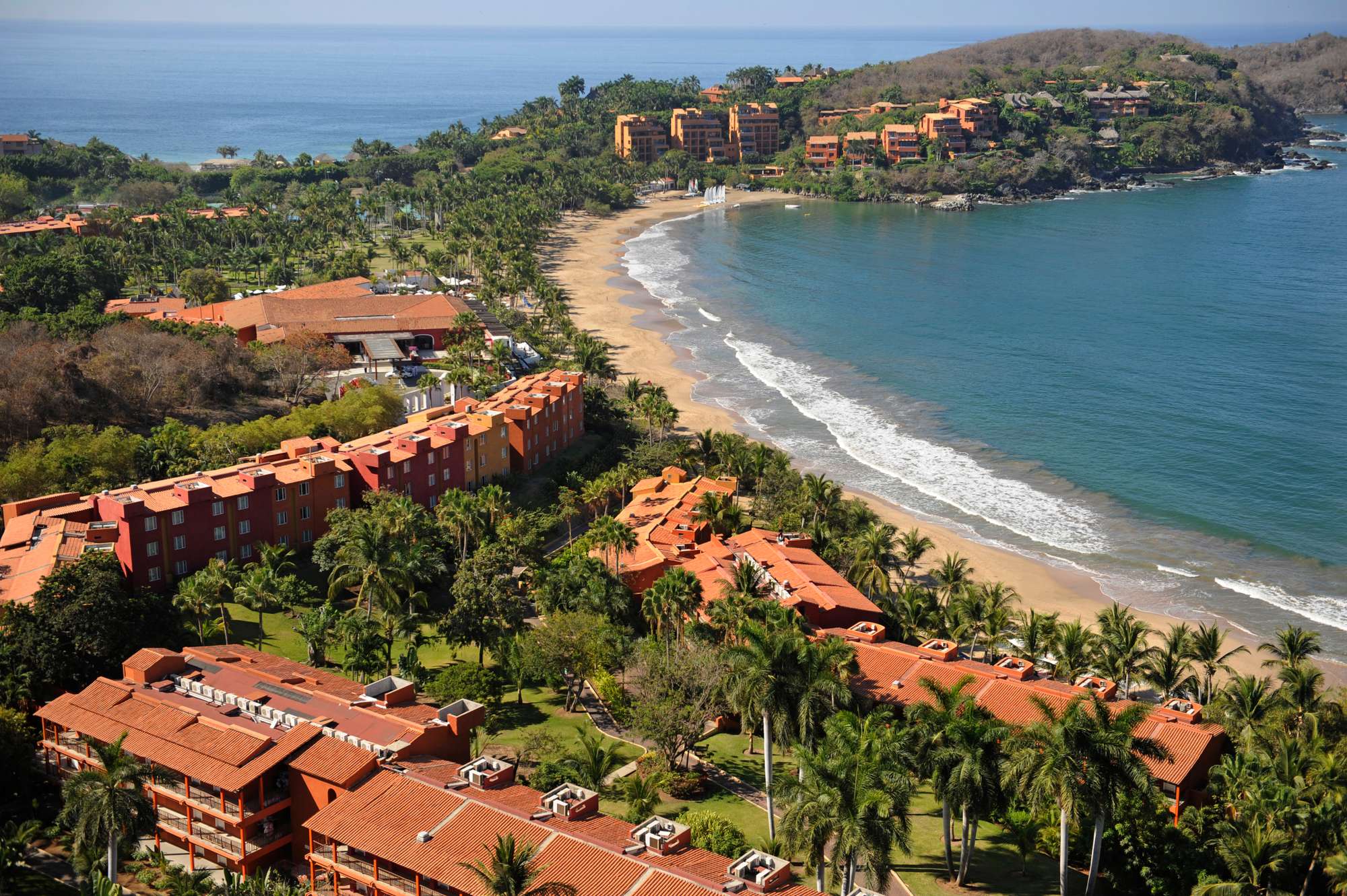 Ixtapa Pacific, Mexico aerial view of buildings and beach