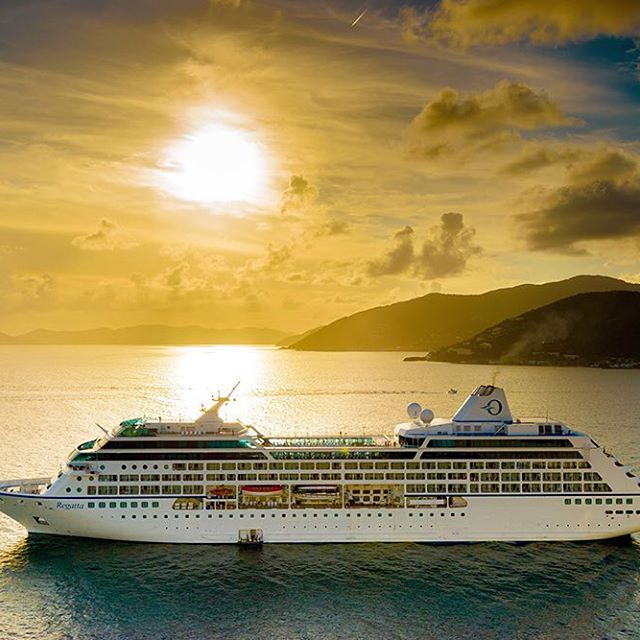 Oceania Cruise Ship Regatta at Sea Sunset