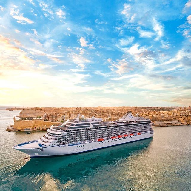 Oceania Cruise Ship Riviera at Sea Sunset