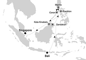 Silversea Bali to Singapore map